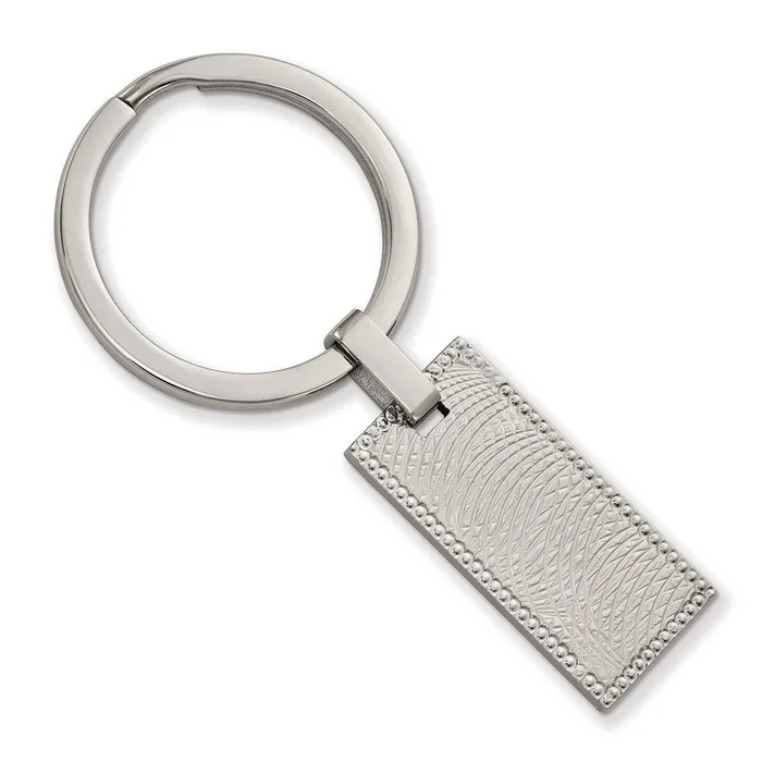 Chisel Rings Stainless Steel Polished and Textured Rectangular Key Ring