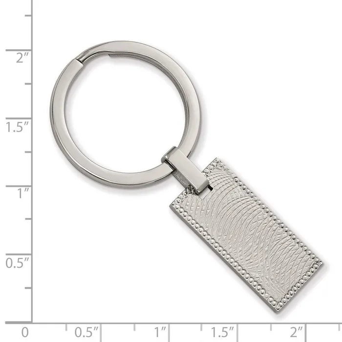 Chisel Rings Stainless Steel Polished and Textured Rectangular Key Ring Chisel Rings Stainless Steel Polished and Textured Rectangular Key Ring