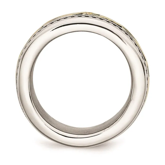 Chisel Stainless Steel Antiqued and Yellow IPplated 1325mm Ring Rings Chisel Stainless Steel Antiqued and Yellow IPplated 1325mm Ring Rings