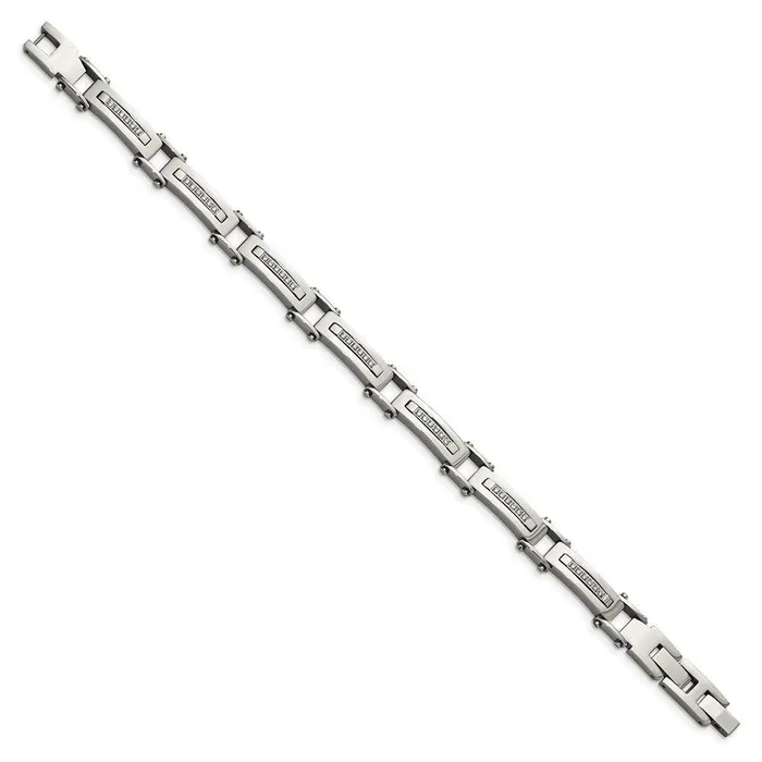 Chisel Stainless Steel Polished CZ w50in ext Link Bracelet Bracelets Chisel Stainless Steel Polished CZ w50in ext Link Bracelet Bracelets