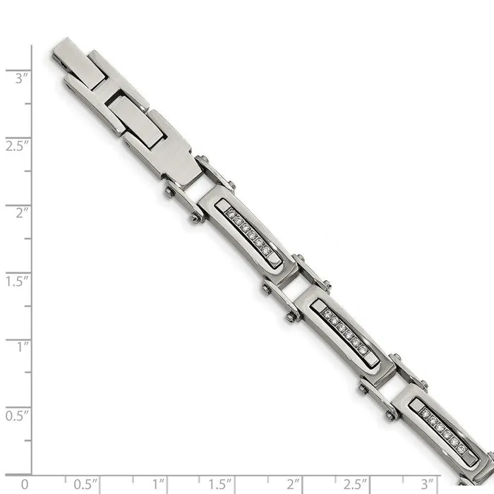 Chisel Stainless Steel Polished CZ w50in ext Link Bracelet Bracelets Chisel Stainless Steel Polished CZ w50in ext Link Bracelet Bracelets