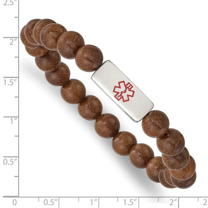 Chisel Stainless Steel Polished with Enamel Medical ID Zingana Wood Bracelet Bracelets Chisel Stainless Steel Polished with Enamel Medical ID Zingana Wood Bracelet Bracelets