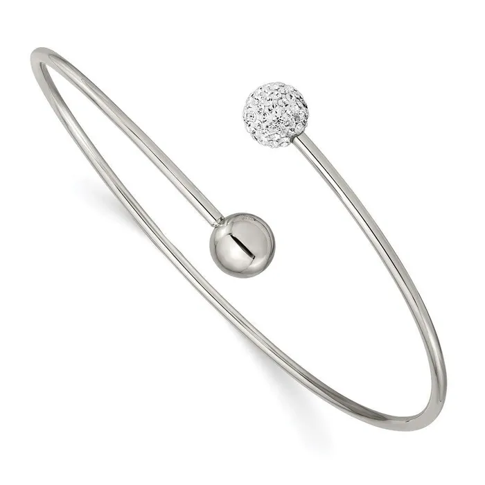 Chisel Stainless Steel Polished with Preciosa Crystal Bangle Bracelets