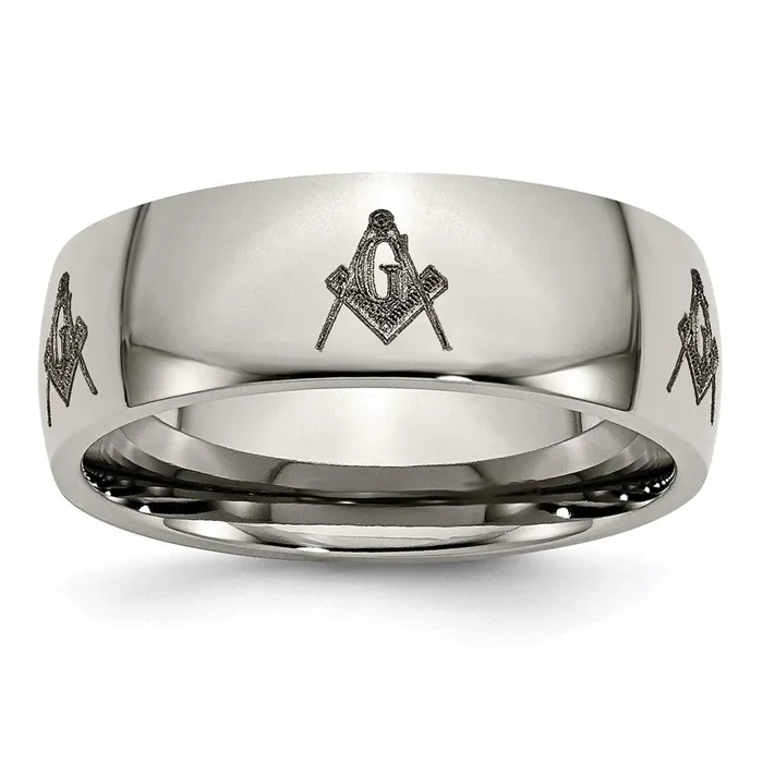 Chisel Titanium 8mm Laser Design Polished Band TB2M Rings