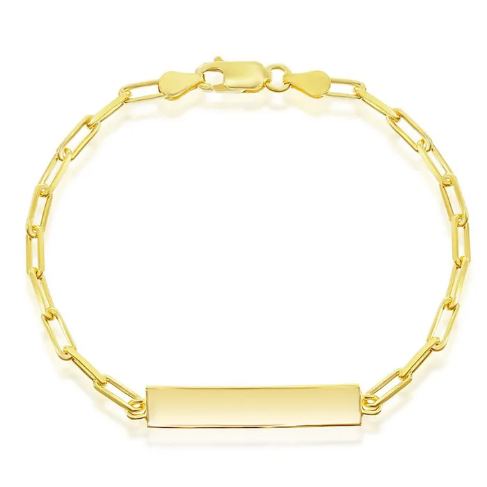 Classic Bracelets Classic Mens Bracelet Gold Plated Sterling Silver Paperclip ID S5123GP Classic Bracelets Classic Mens Bracelet Gold Plated Sterling Silver Paperclip ID S5123GP