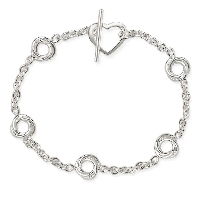 Classic Bracelets Sterling Silver Knot with Heart Toggle Bracelet
