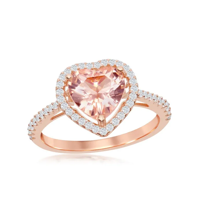 Classic Classic Womens RG Plated Heart Morganite CZ Ring W2076 Rings