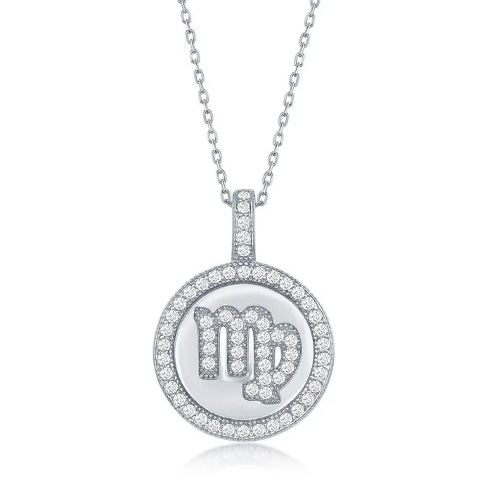 Classic Necklaces Sterling Silver Virgo Zodiac Disc Pendant Chain