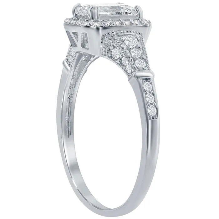 Classic Rings Classic Womens EmeraldCut CZ Vintage Ring W2877