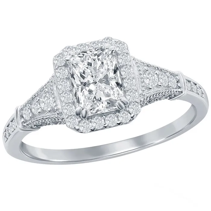 Classic Rings Classic Womens EmeraldCut CZ Vintage Ring W2877