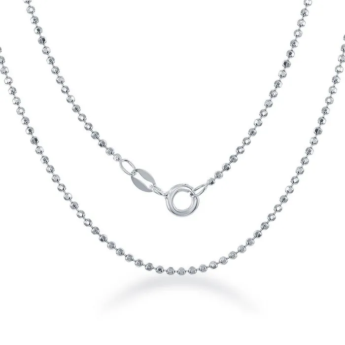 Classic Rings Sterling Silver 15mm Diamond Cut Bead Chain 18