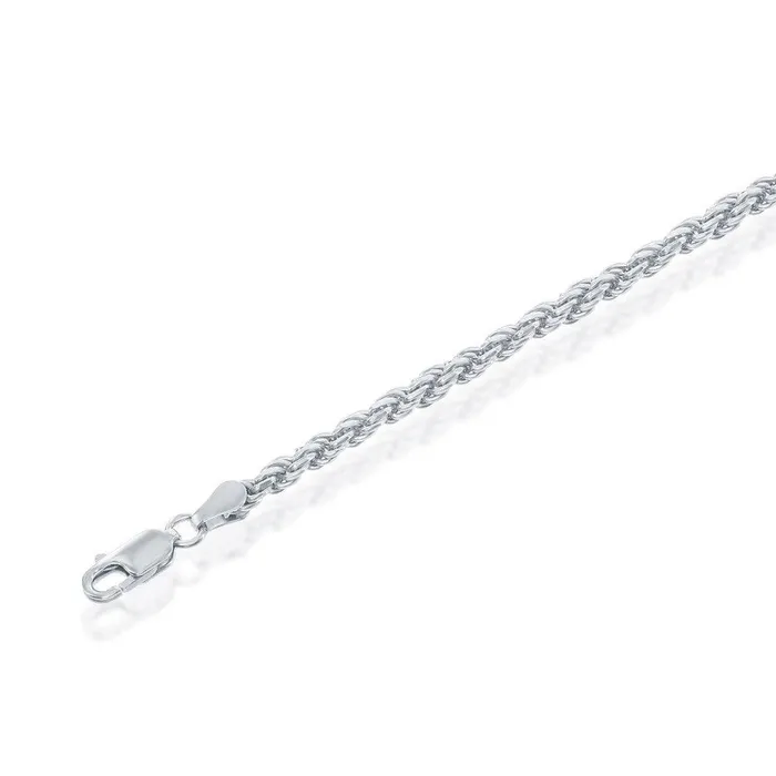 Classic Rings Sterling Silver Solid DiamondCut 3mm Rope Chain 22