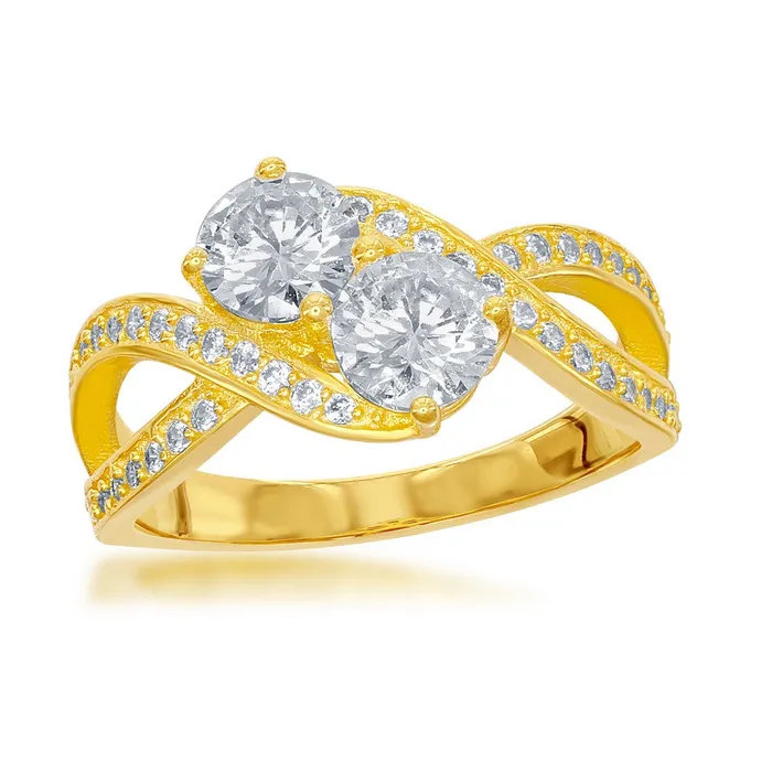 Classic Rings Sterling Silver Us2gether GP Open Side CZ Ring W1694