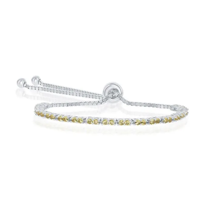 Classic Sterling Silver 2mm Citrine CZ November Birthstone Bracelet Bracelets Classic Sterling Silver 2mm Citrine CZ November Birthstone Bracelet Bracelets