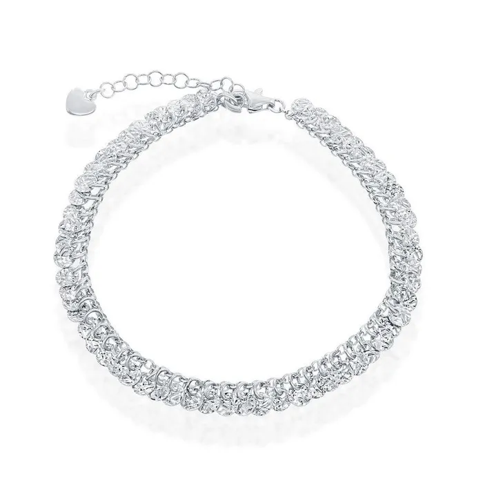 Classic Sterling Silver DiamondCut Dangling Discs Bracelet 7 Bracelets