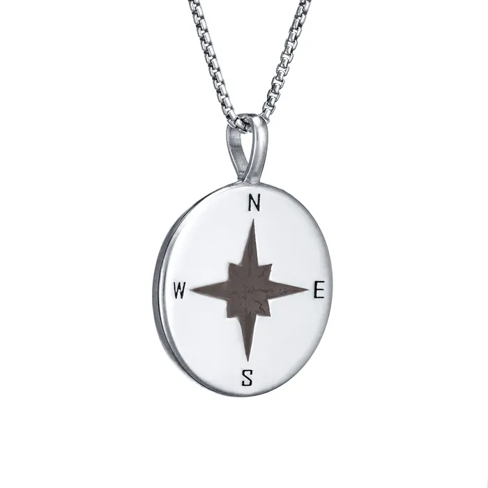 closebymejewelry Necklaces Compass Cremation Necklace in 14K White Gold