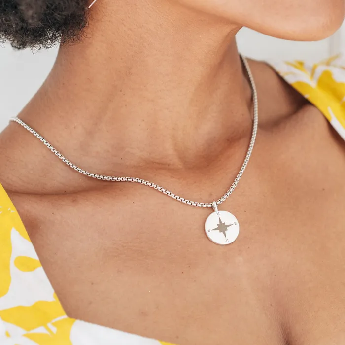 closebymejewelry Necklaces Compass Cremation Necklace in 14K White Gold