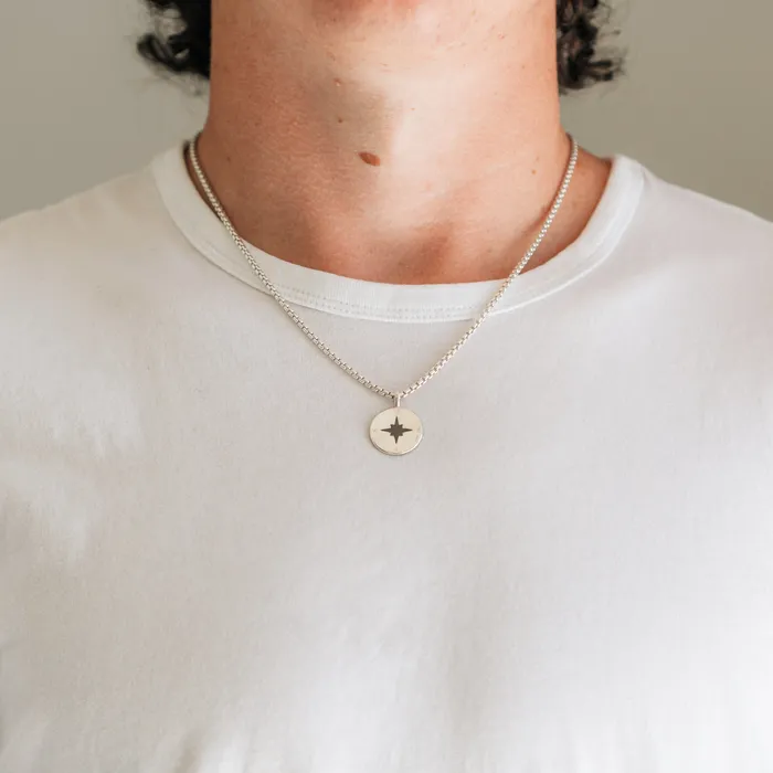 closebymejewelry Necklaces Compass Cremation Necklace in 14K White Gold