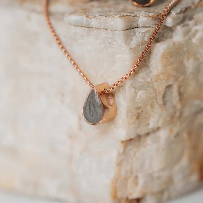closebymejewelry Necklaces Small Sliding Pear Cremation Necklace in 14K White Gold