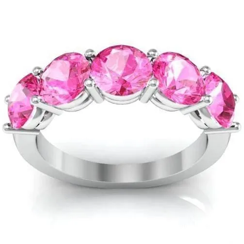 deBebians 300cttw Shared Prong Pink Sapphire Five Stone Ring Rings