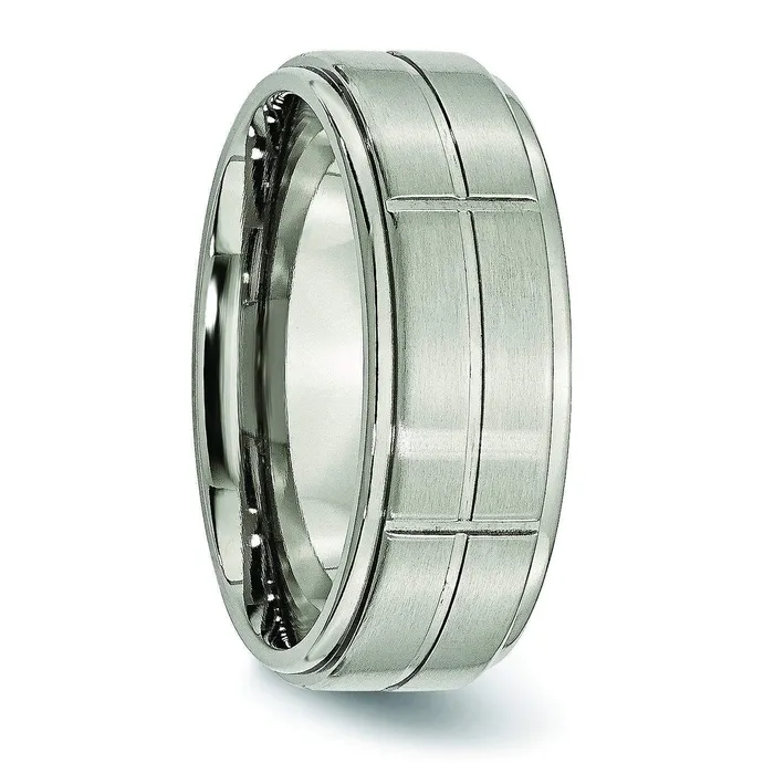 deBebians Rings Grooved Titanium Ring for Men 8mm