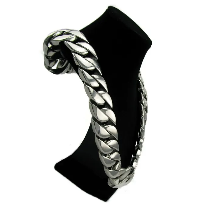 Huge 316L Stainless Steel Silver Cuban Chain Necklace 28 30MM Bling Cartel Admin Necklaces