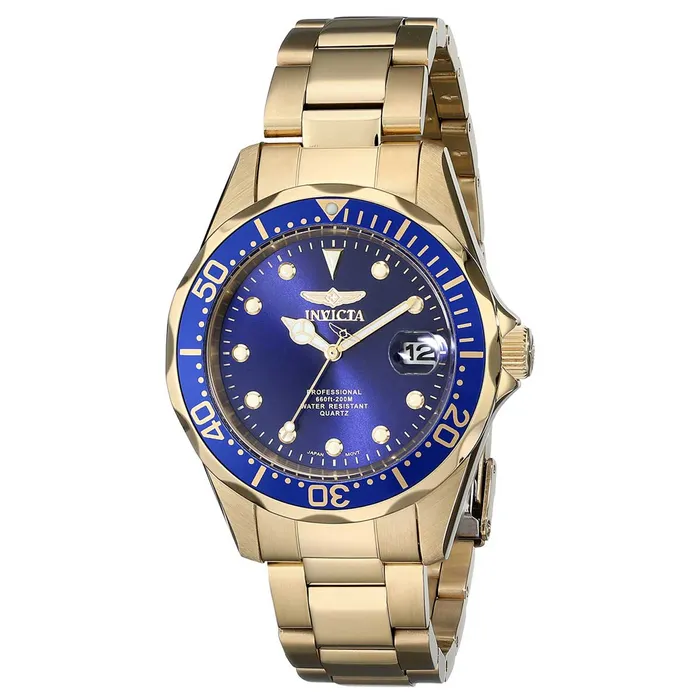 Invicta 17052 Mens Yellow Steel Bracelet Quartz Pro Diver Blue Dial Date Watch Invicta Bracelets Invicta 17052 Mens Yellow Steel Bracelet Quartz Pro Diver Blue Dial Date Watch Invicta Bracelets