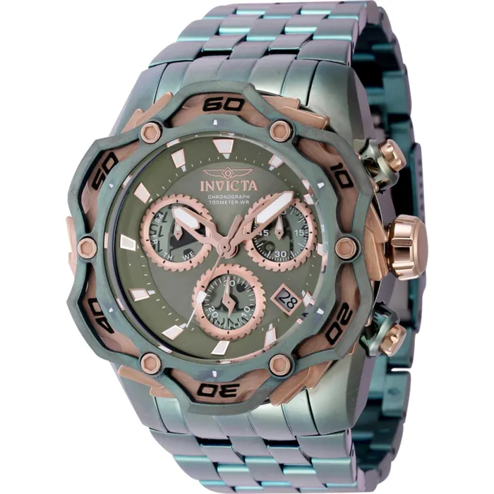 Invicta Bracelets Invicta Mens Watch Ripsaw Chrono Green and Rose Gold Dial Steel Bracelet 44094 Invicta Bracelets Invicta Mens Watch Ripsaw Chrono Green and Rose Gold Dial Steel Bracelet 44094