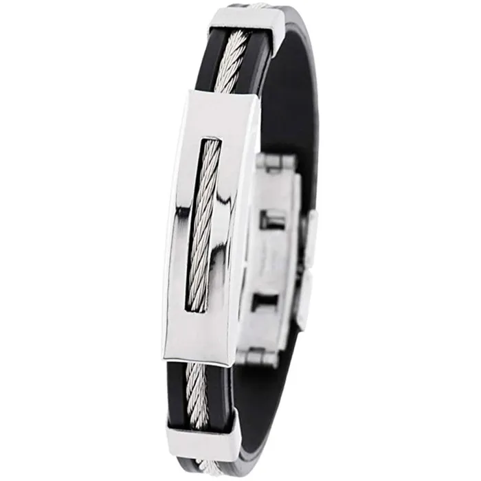 Invicta Invicta Mens Bracelet Elements Silver Tone Wire Black Rubber Strap 35410 Bracelets Invicta Invicta Mens Bracelet Elements Silver Tone Wire Black Rubber Strap 35410 Bracelets