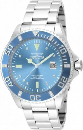 Invicta Mens Diamond Watch Pro Diver Date Blue Dial Silver steel Bracelet 17310 Invicta Bracelets Invicta Mens Diamond Watch Pro Diver Date Blue Dial Silver steel Bracelet 17310 Invicta Bracelets