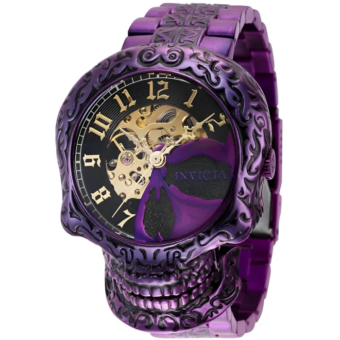 Invicta Mens Watch Artist Automatic Skull Skeleton Dial Purple Bracelet 40758 Invicta Bracelets