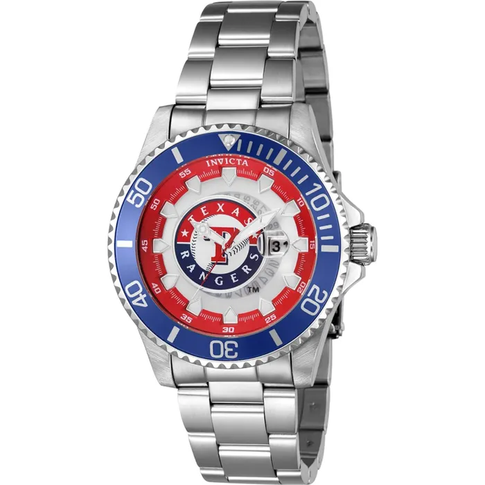 Invicta Mens Watch MLB Texas Rangers Rotating Bezel Silver Steel Bracelet 43481 Invicta Bracelets Invicta Mens Watch MLB Texas Rangers Rotating Bezel Silver Steel Bracelet 43481 Invicta Bracelets
