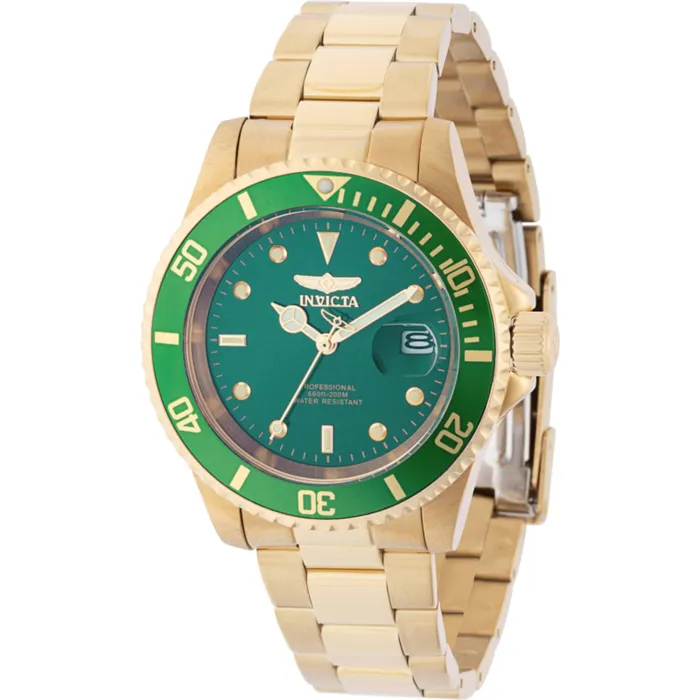 Invicta Mens Watch Pro Diver Green Dial Yellow Gold Steel Bracelet Quartz 43543 Invicta Bracelets Invicta Mens Watch Pro Diver Green Dial Yellow Gold Steel Bracelet Quartz 43543 Invicta Bracelets