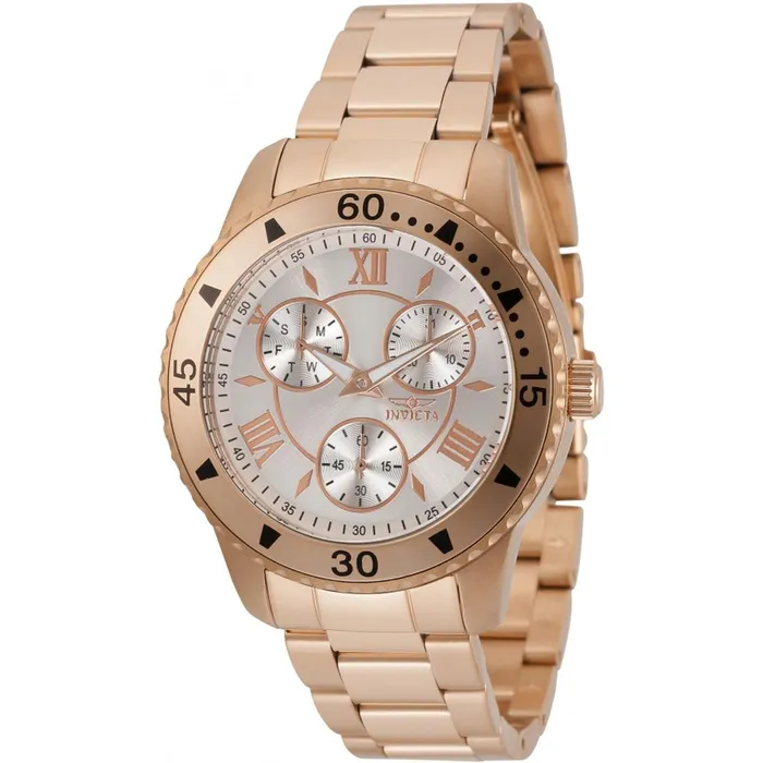 Invicta Womens Quartz Watch Angel Silver Dial Rose Gold Steel Bracelet 35829 Invicta Bracelets