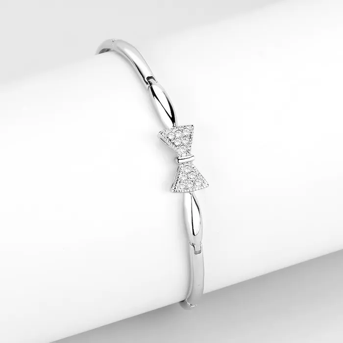 LO4742 Rhodium Brass Bracelet with Top Grade Crystal in Clear Alamode Bracelets LO4742 Rhodium Brass Bracelet with Top Grade Crystal in Clear Alamode Bracelets