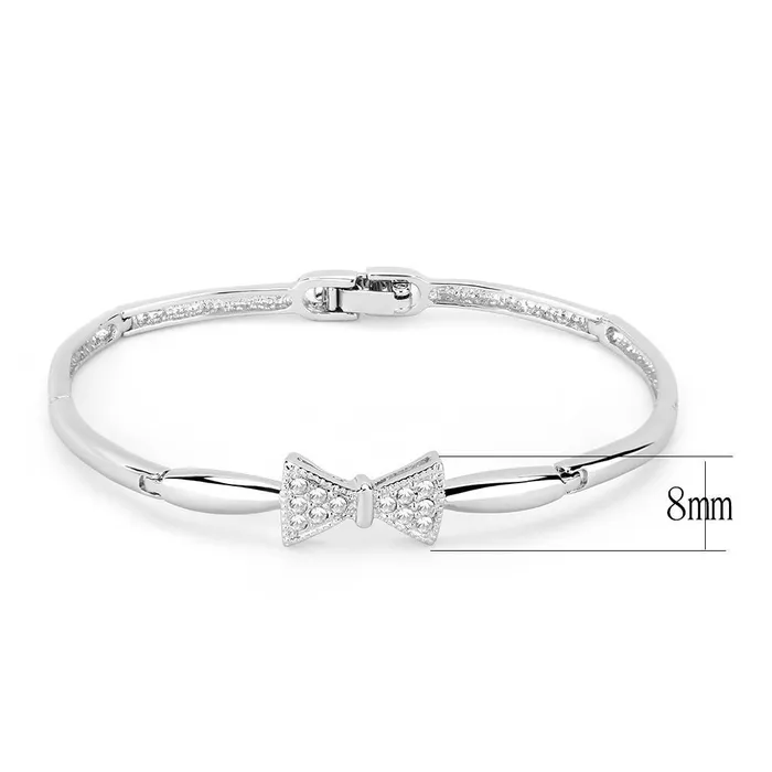 LO4742 Rhodium Brass Bracelet with Top Grade Crystal in Clear Alamode Bracelets