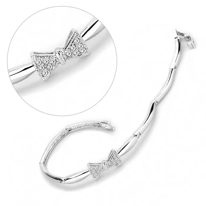 LO4742 Rhodium Brass Bracelet with Top Grade Crystal in Clear Alamode Bracelets