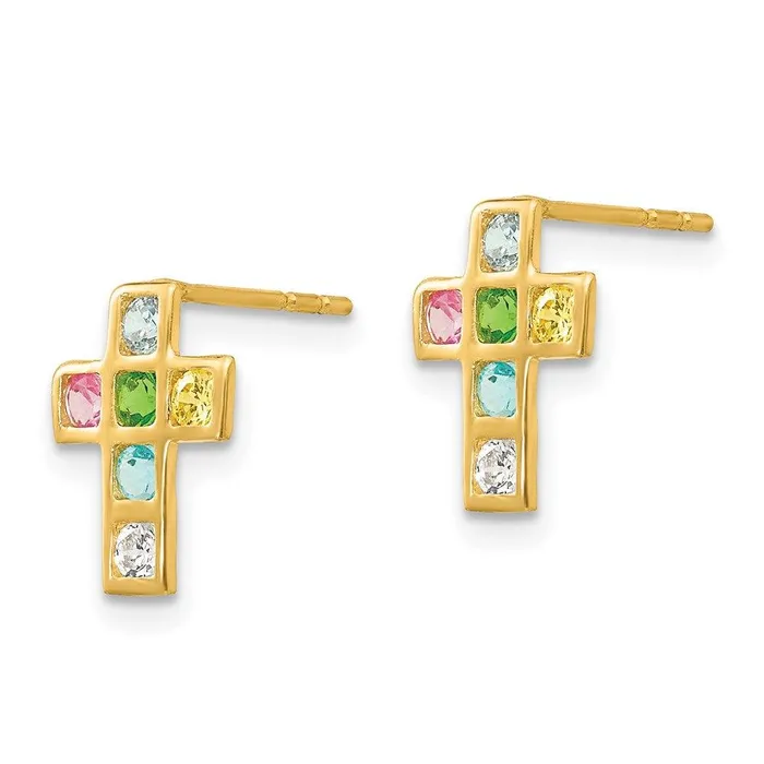 Madi K Kids 14k Multicolored CZ Cross Post Earrings Jewelry Earrings Madi K Kids 14k Multicolored CZ Cross Post Earrings Jewelry Earrings