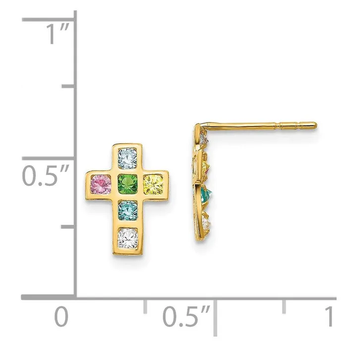 Madi K Kids 14k Multicolored CZ Cross Post Earrings Jewelry Earrings Madi K Kids 14k Multicolored CZ Cross Post Earrings Jewelry Earrings