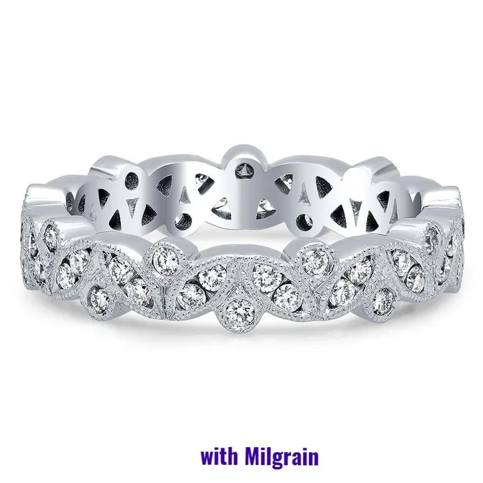 Marquise Round Diamond Channel Bezel Set Eternity Ring 050 cttw deBebians Rings