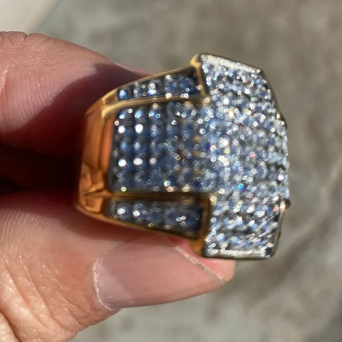 Mens Cross Ring Iced Flooded Out Gold Finish Stainless Steel SZ 712 Bling Cartel Rings