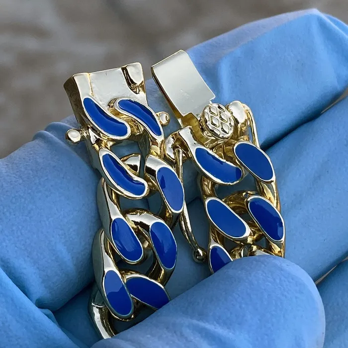 Necklaces 14K Gold Plated 24 Blue Cuban Link Chain Necklace Bling Cartel Admin