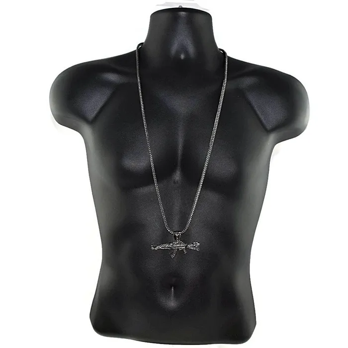 Necklaces Ak47 Pendant Gunmetal Gray 36 Franco Chain Necklace Bling Cartel Admin