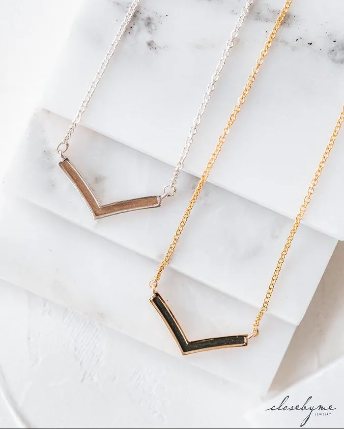 Necklaces closebymejewelry Chevron Cremation Necklace in Sterling Silver