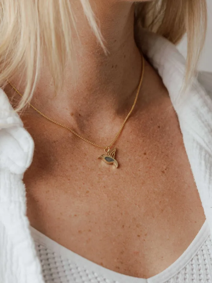 Necklaces closebymejewelry Hummingbird Cremation Necklace in 14K White Gold