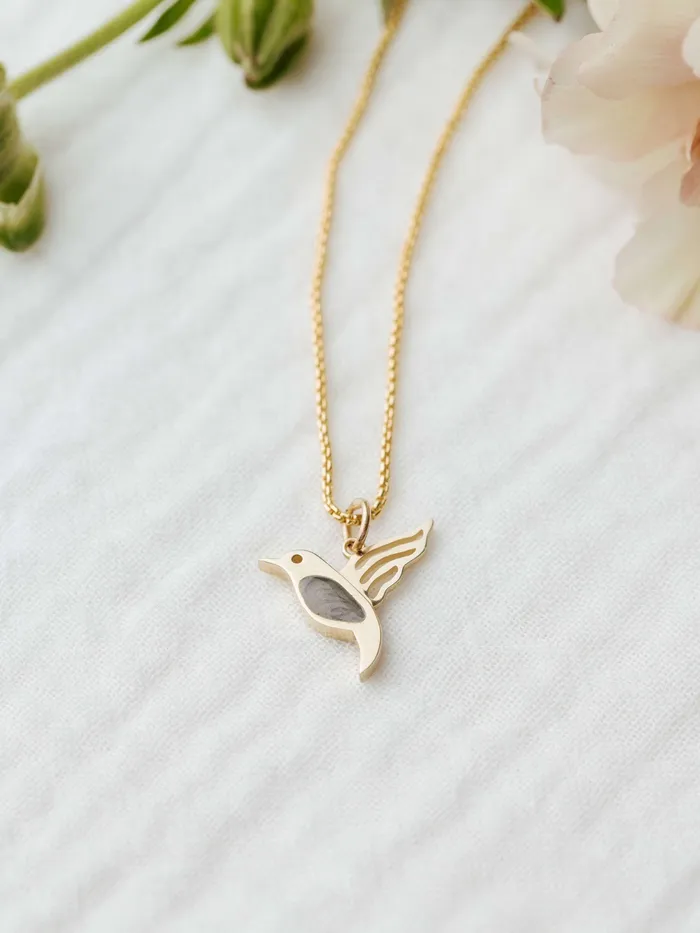 Necklaces closebymejewelry Hummingbird Cremation Necklace in 14K White Gold