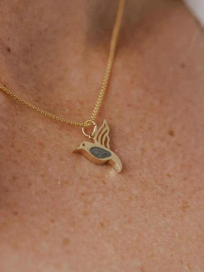 Necklaces closebymejewelry Hummingbird Cremation Necklace in 14K White Gold