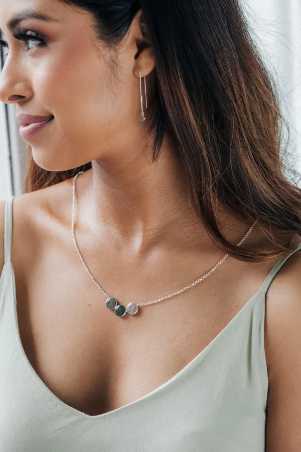 Necklaces closebymejewelry Three Setting Chevron Cremation Necklace in 14K White Gold
