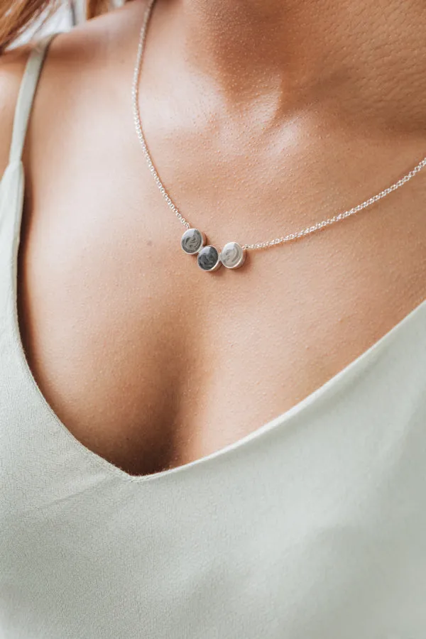 Necklaces closebymejewelry Three Setting Chevron Cremation Necklace in 14K White Gold