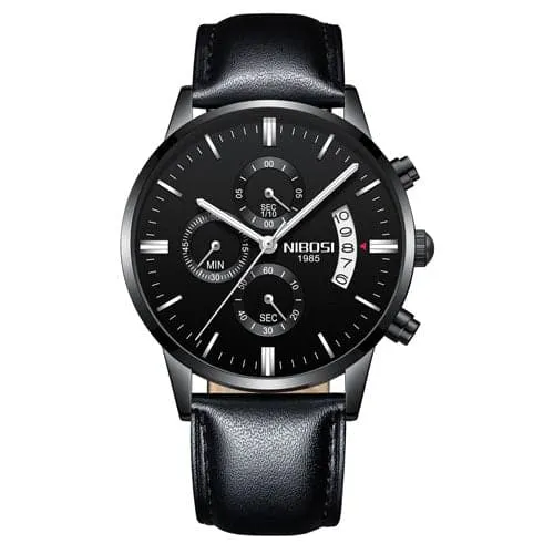 NIBOSI Mens Fine Fashion Premium Top Quality Triple Dial Pilot Design Stainless Steel Watch Divine Inspiration Styles Bracelets